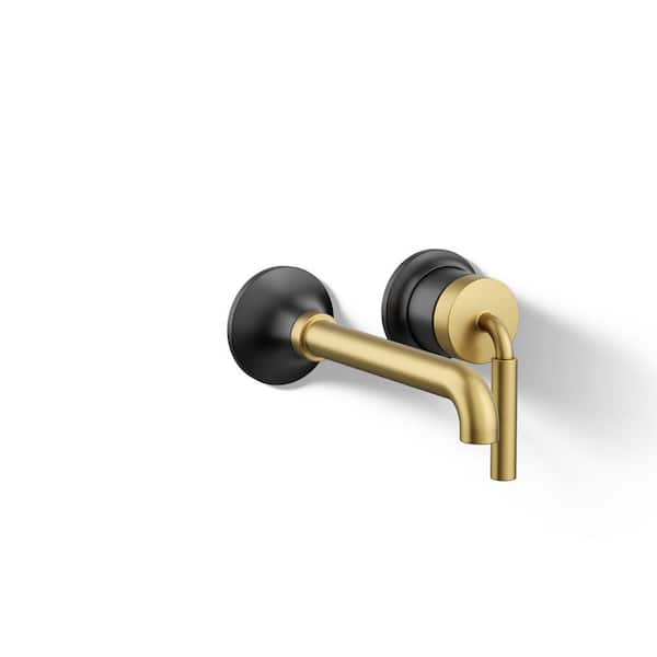 KOHLER Tone Single-Handle Wall-Mounted Faucet in Matte Black with Moderne Brass