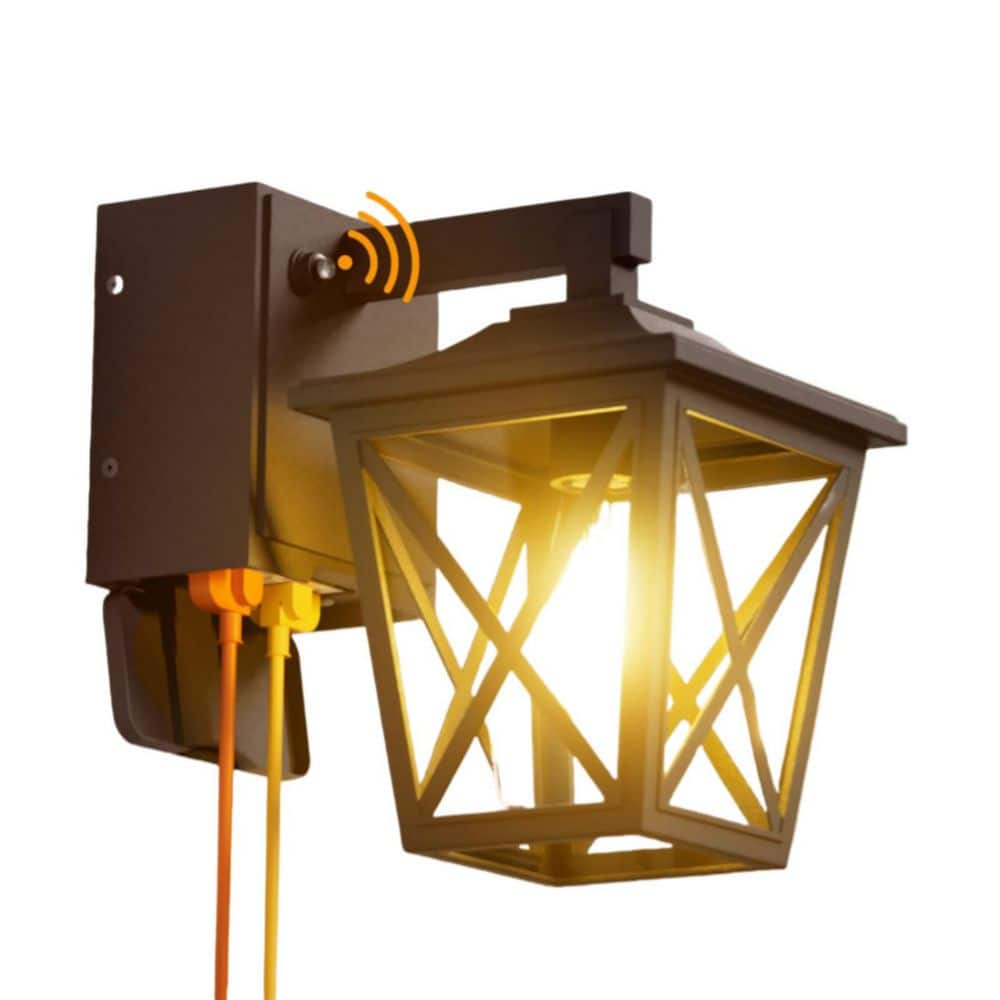 Porch Lights with Outlet, Dusk to Dawn Outdoor Light with Built-in GFCI Outlet Waterproof Anti-Rust Lantern Brown price history on PriceWatchPro