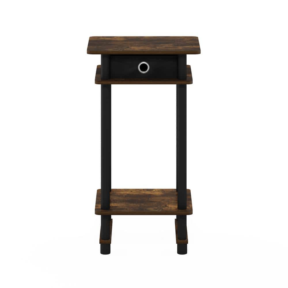Amber Pine and Black Tall End Table with Storage