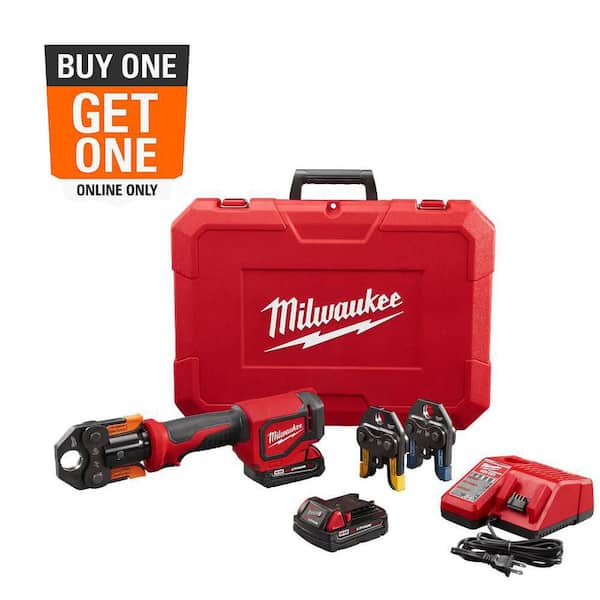 M18 18V Lithium-Ion Cordless Short Throw PEX Press Tool Kit w/ (3) Viega PureFlow Jaws,(2) 2.0Ah Batteries & Charger
