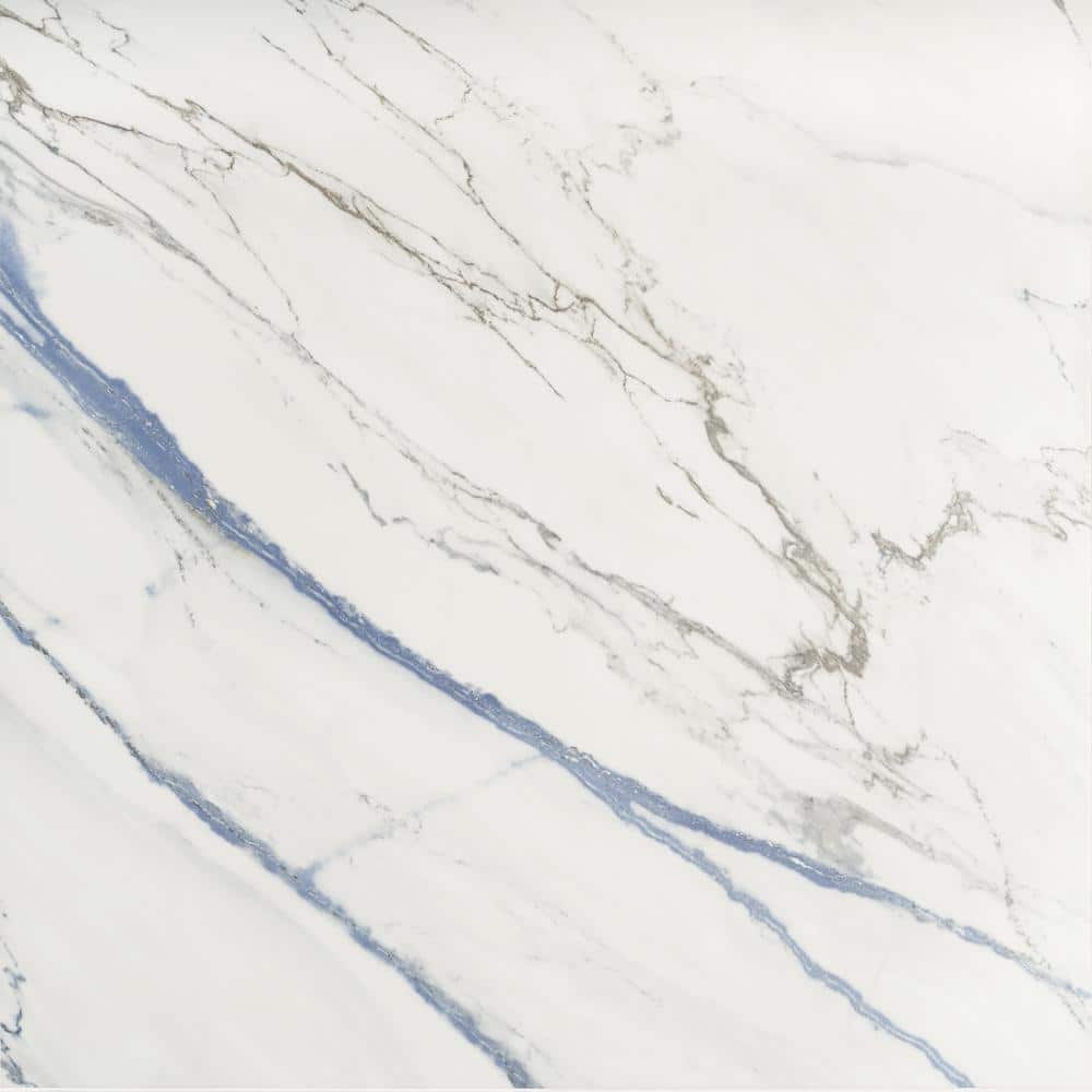 Calacatta Azur 24x24 Matte Porcelain Tile with Blue Veining
