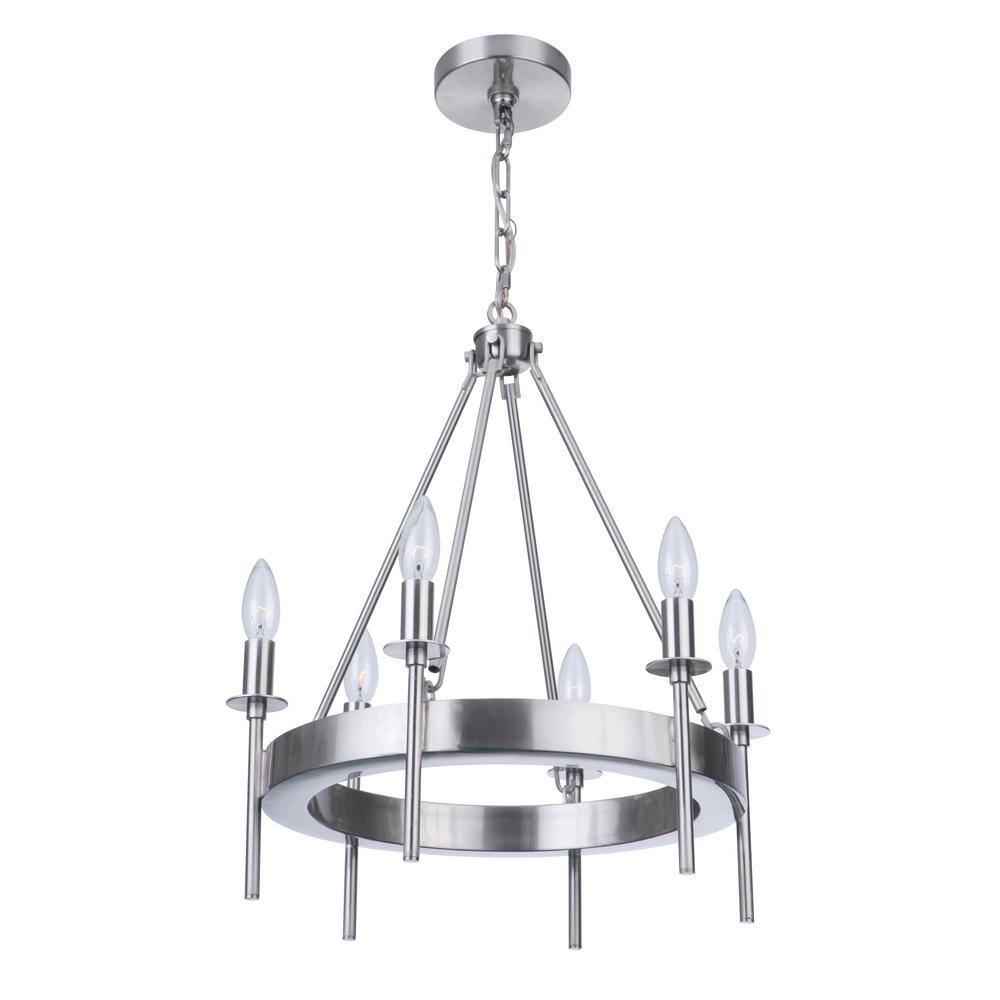 Brushed Nickel 6-Light Mini Crystal Candle Chandelier