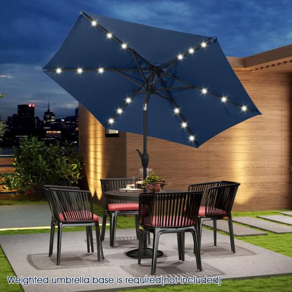 fade resistant patio umbrella with lights HOMSHADE 10FT Solar LED Cantilever Base Included, Red The sleek Ovios 10FT Patio Umbrella with