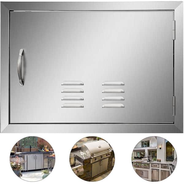 VEVOR BBQ Access Door 24 in. W x 17 in. H Horizontal Island Door with Vents Stainless Steel Single Access Door