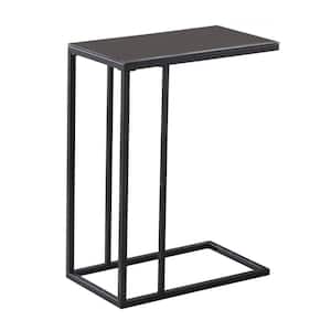 Jasmine 24 in. Black Metal and Black Tempered Glass Accent Table