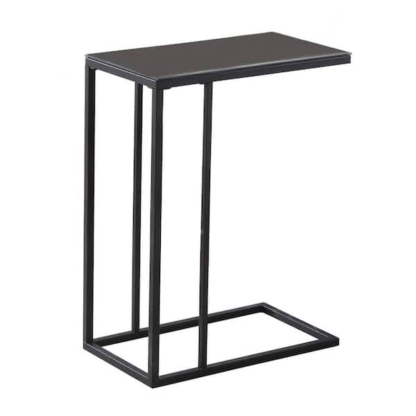 HomeRoots Jasmine 24 in. Black Metal and Black Tempered Glass Accent Table