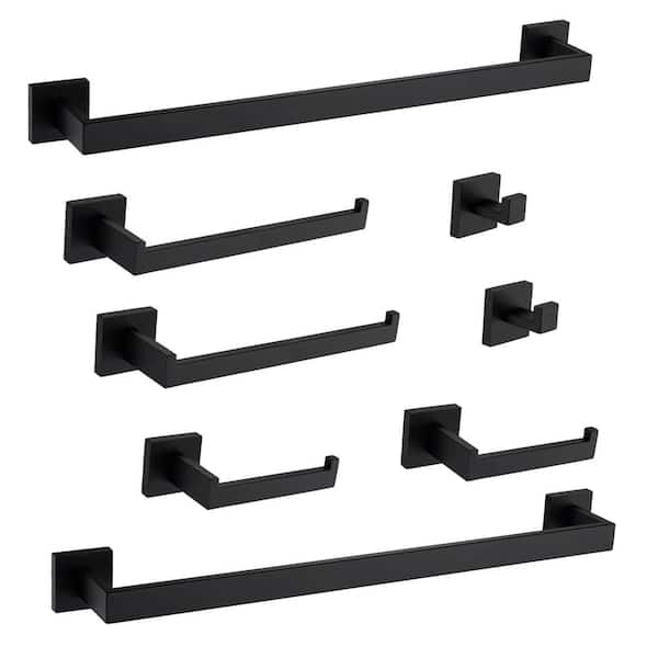 8-Piece Bathroom Hardware Set, Black