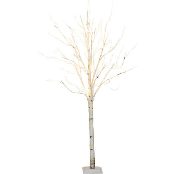 6 ft. Pre-Lit Artificial White Birch Tree with 300 Warm White LED Lights