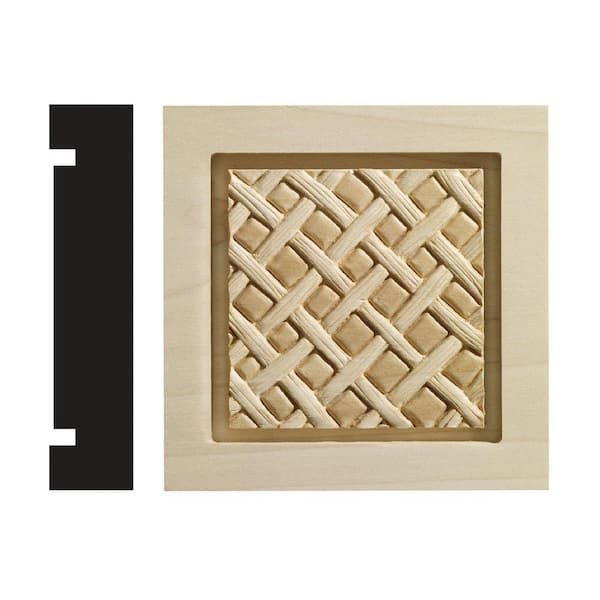 Ornamental Mouldings Loose Weave Collection 1-3/16 in. x 5-1/2 in. x 5-1/2 in. White Hardwood Casing Door and Window Corner Block Moulding