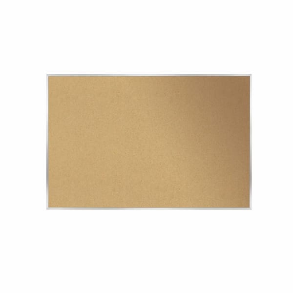 ghent 4 x 5 ft. Cork Bulletin Board, Satin Aluminum Frame, Natural