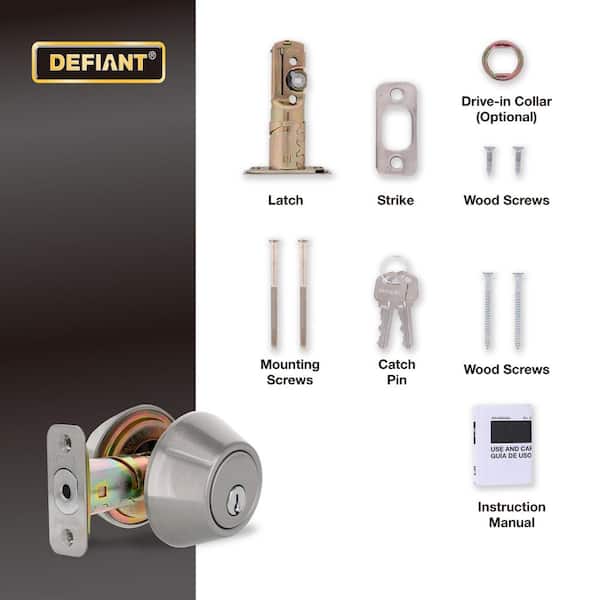 Defiant Satin Nickel Double Cylinder Deadbolt 32DDX22 - The Home Depot