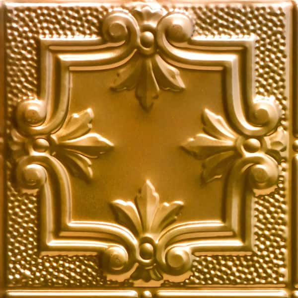 FROM PLAIN TO BEAUTIFUL IN HOURS Take Home Sample - Antoinette Lincoln Copper 1 ft. x 1 ft. Decorative Tin Style Nail Up Ceiling Tile (1 sq. ft./case)