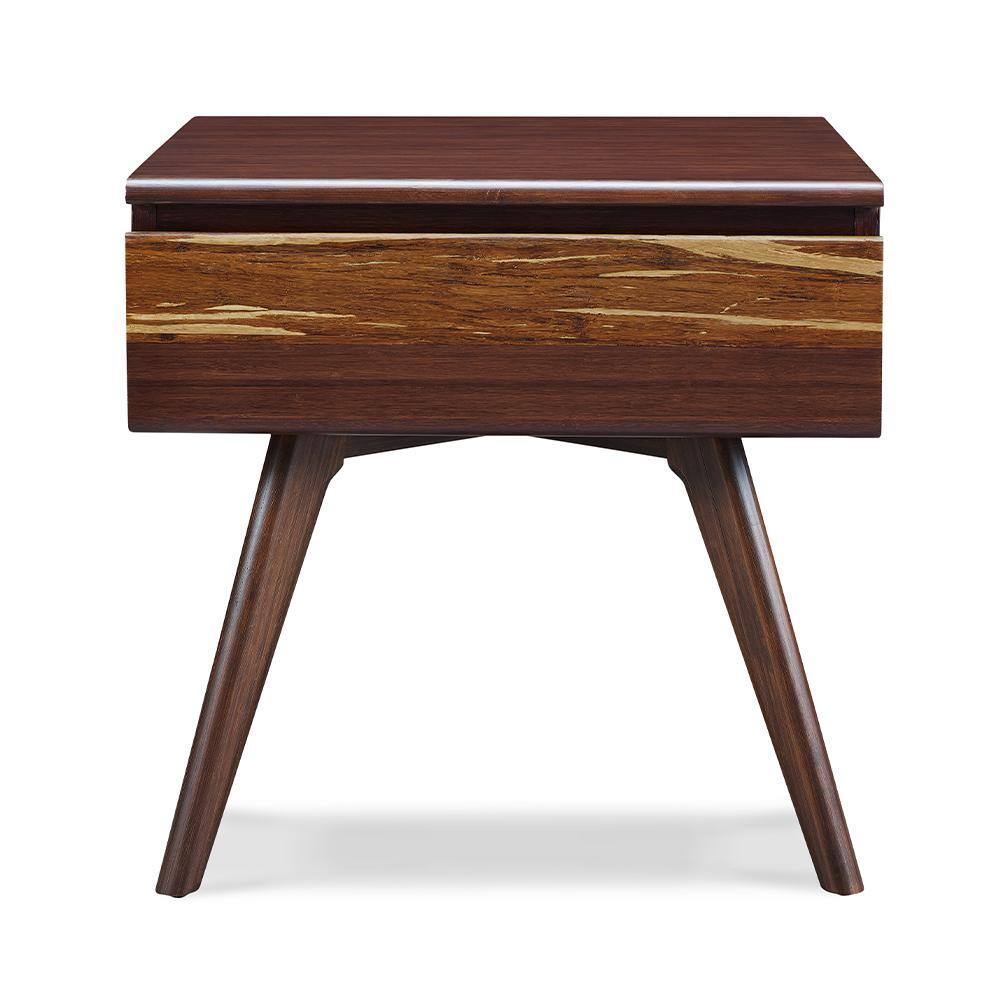 Azara Sable Bamboo Nightstand with Tiger Accent and Drawer