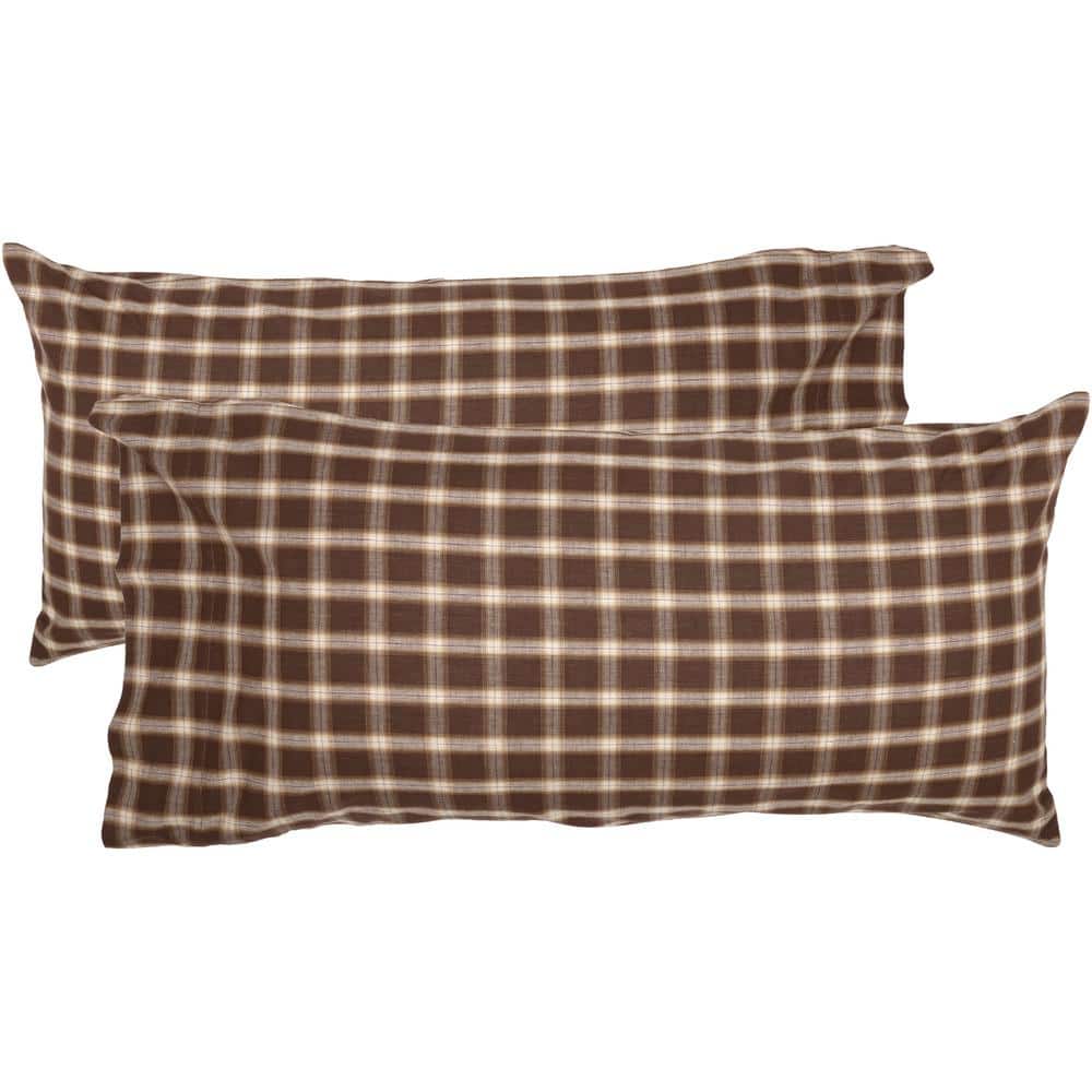 Rory King Plaid Cotton Pillowcase Set in Brown Tones