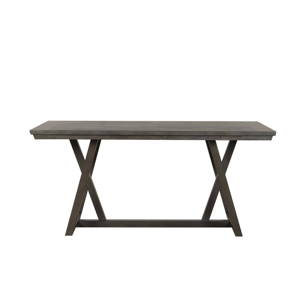 Gray Upholstered 5-Piece Counter Height Dining Set with Wood Table