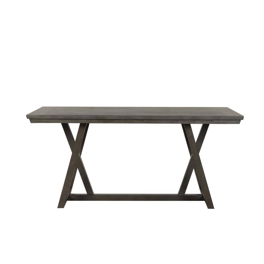 Gray Wood Counter Height Dining Set with Upholstered Chairs