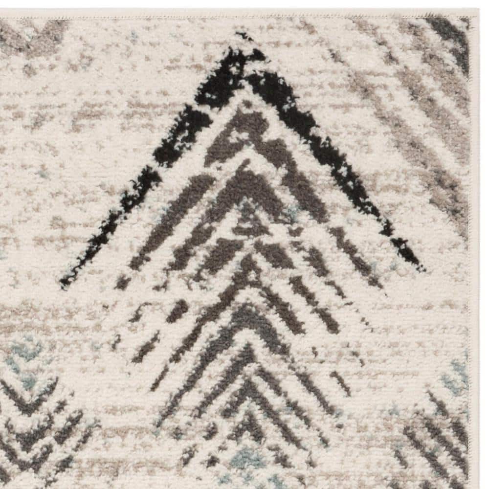 Geometric Tribal Cream & Beige Synthetic Area Rug, 3' x 5'
