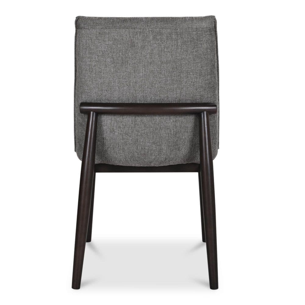 Gray Upholstered Dining Chairs with Dark Brown Wood Legs, Set of 2