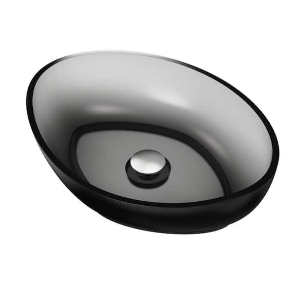 Unbranded Black Ash Solid Surface Oval Vessel Sink