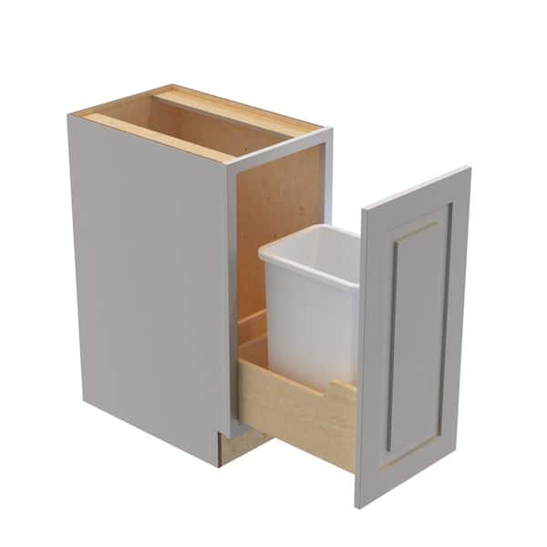 Home Decorators Collection Grayson 15 in. W x 24 in. D x 34.5 in. H Assembled Plywood Trash Can Kitchen Cabinet in Pearl Gray with Soft Close