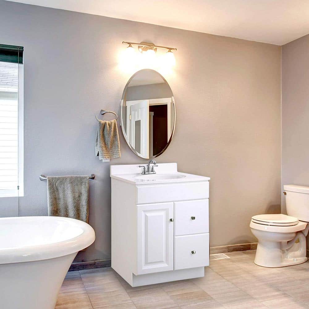 Wyndham 30-Inch White Solid Wood Freestanding Bathroom Vanity