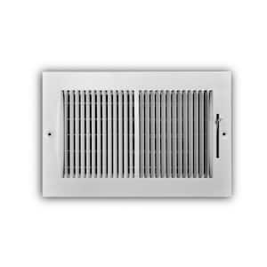 10 in. x 6 in. 2-Way Steel Wall/Ceiling Register with 1/3 in. Fin Spacing in White