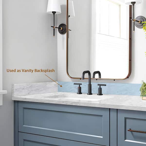 4-in H x 21-in L Italian Carrara Natural Marble Bathroom Side Splash 4-in H x 21-in L Italian Carrara Natural Marble Bathroom Side Splash