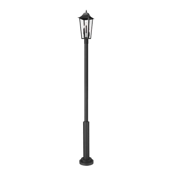 Filament Design Gannon 3-Light Black Stainless Steel Hardwired Outdoor Marine Grade Post Light Set with no bulbs included