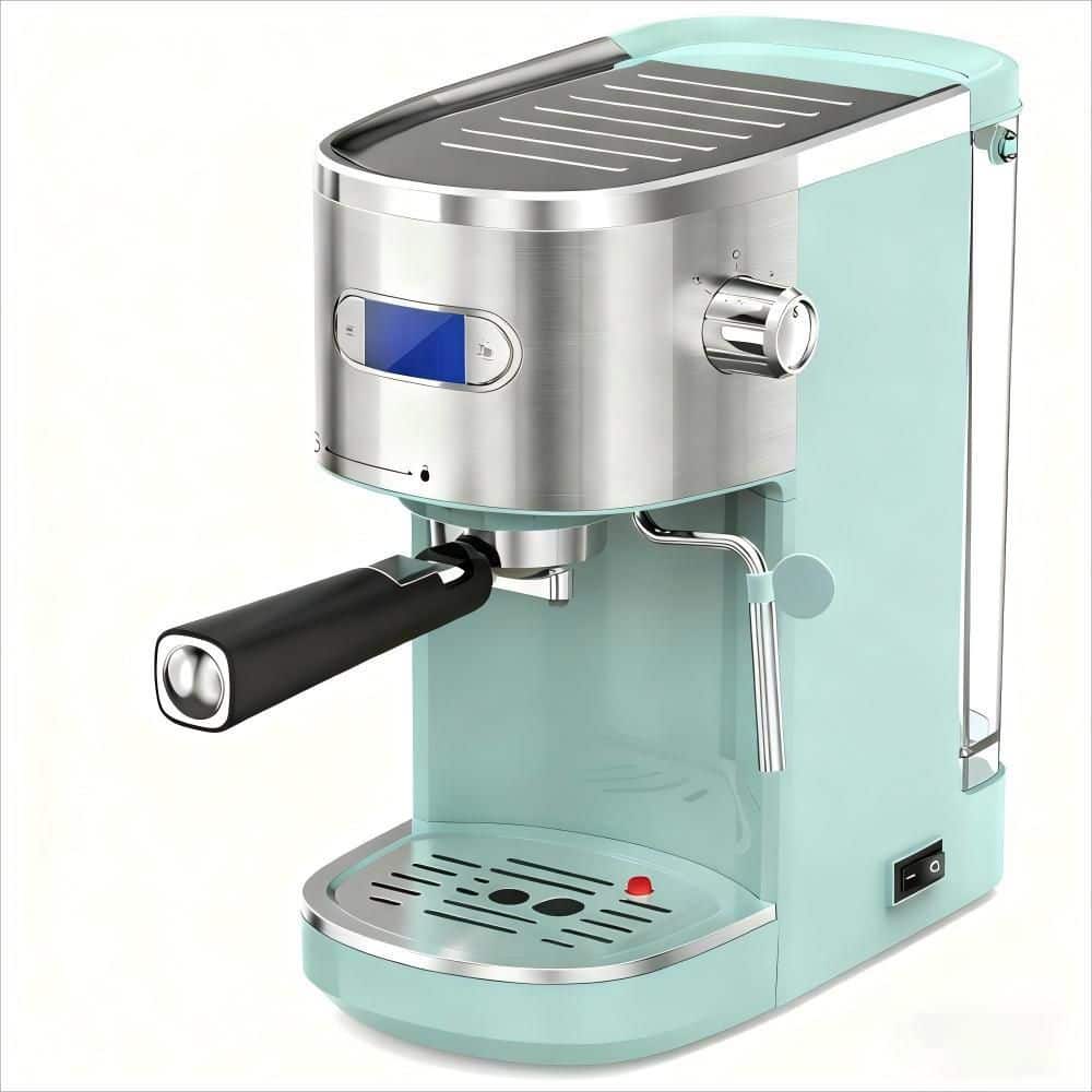 2-Cup Stainless Steel All in 20-Bar Semi-Automatic Espresso Machine with LCD Display and Steam Milk Foam in Green price history on PriceWatchPro