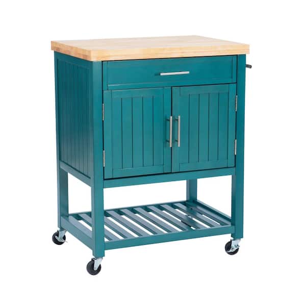 Linon Home Decor Shamus Teal Kitchen Cart