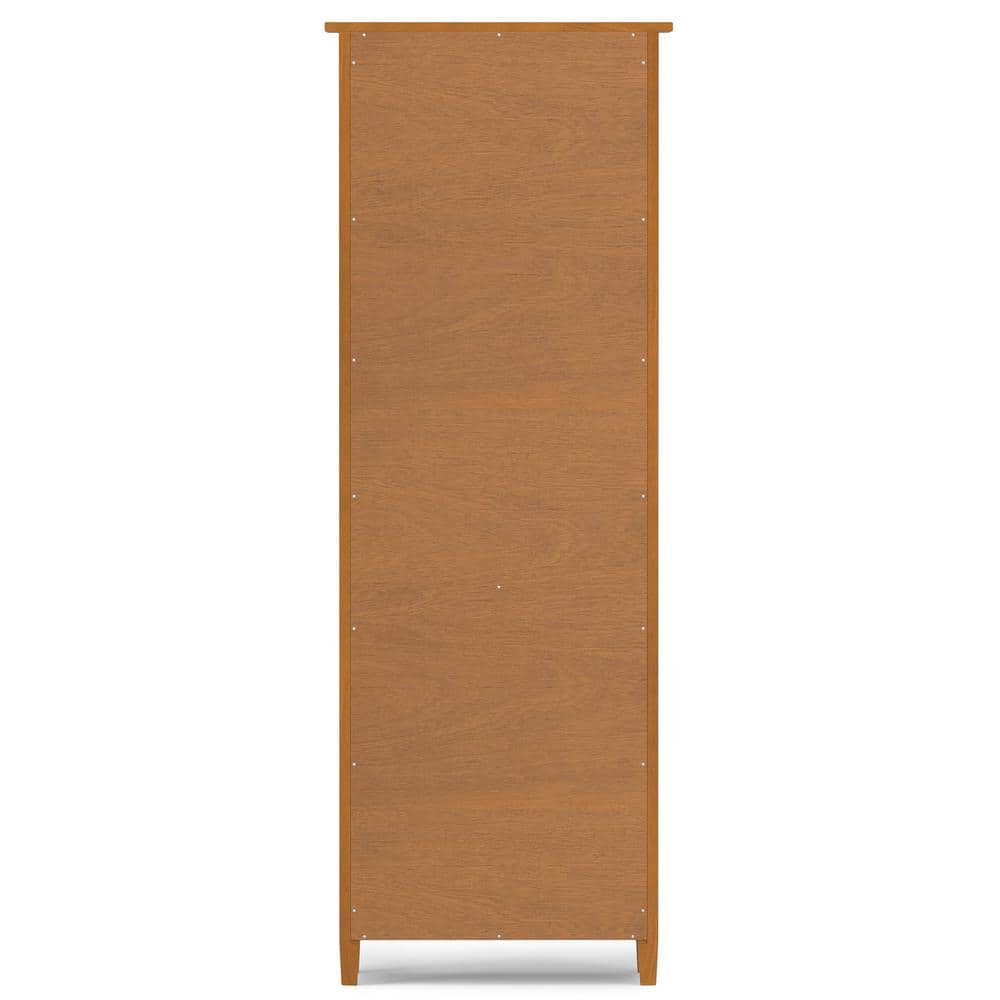 Light Golden Brown Solid Wood 5-Shelf Adjustable Bookcase