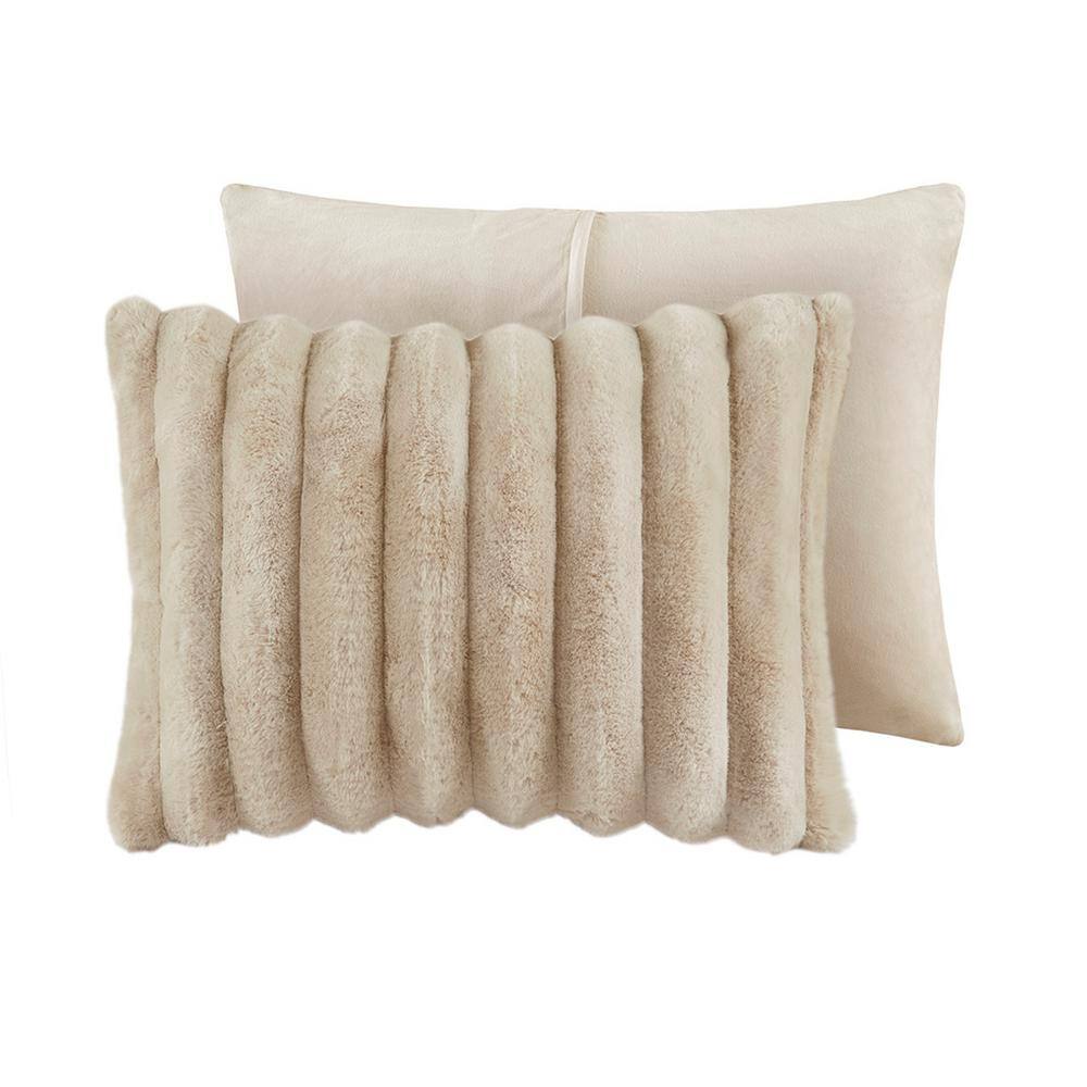 Taupe Full Faux Fur Reversible Comforter Set