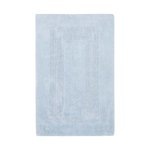 Jessica 20 in. x 32 in. Light Blue Solid Cotton Rectangle Bath Rug