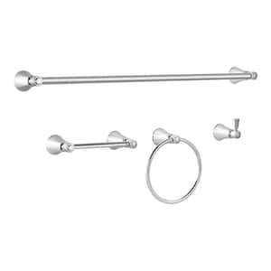 Melina 4-Piece Bath Hardware Set with 24 in. Towel Bar, TP Holder, Towel Ring and Robe Hook in Polished Chrome