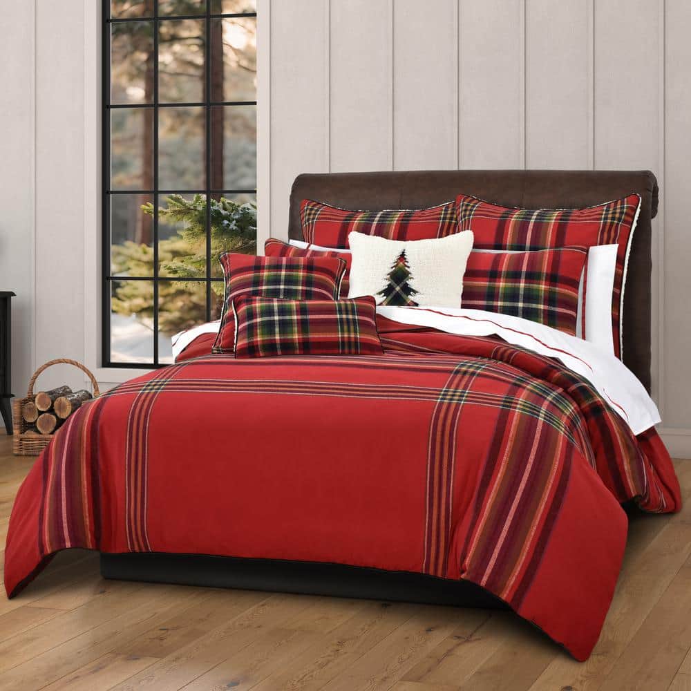 Asher Red Full/Queen Cotton 3Pc. Duvet Cover Set