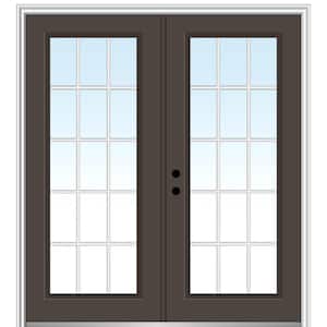 72 in. x 80 in. White Internal Grilles Right-Hand Inswing Full Lite Clear Painted Fiberglass Smooth Prehung Front Door