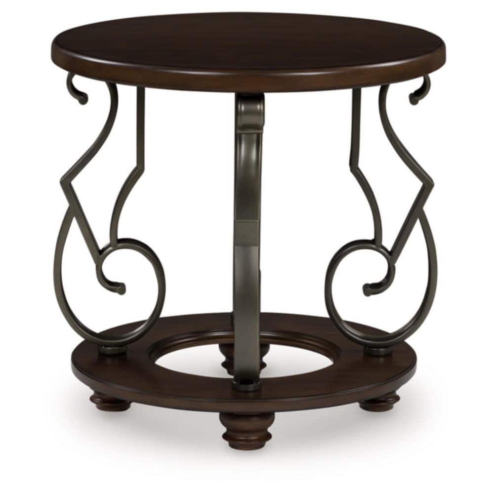 Frallyn 25 in. Brown Round MDF End Table - thumbnail 4