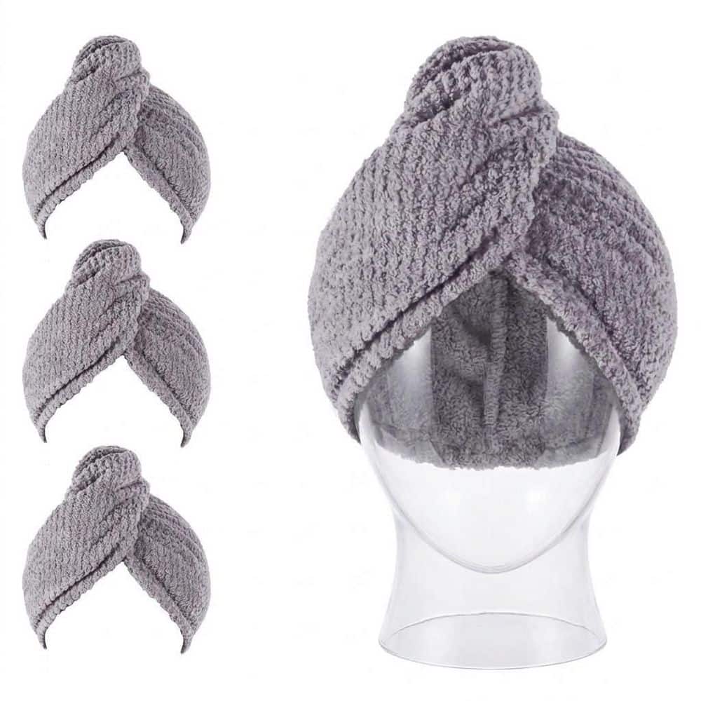 Gray Hair Towel Wrap Bath Accessory Type, 3 Pack Microfiber Hair Drying Towels for Women, Anti-Frizz