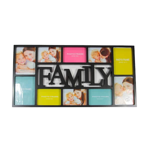 Northlight 28.75 in. Black Dual-Sized Family Photo Picture Frame Collage Wall Decoration