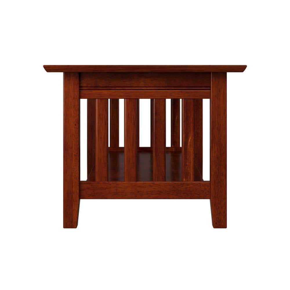 Walnut Solid Wood Rectangular Coffee Table with Shelf