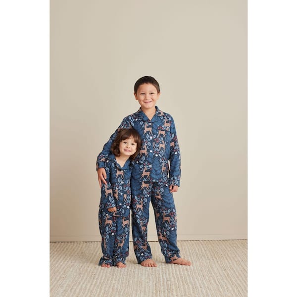 Company Cotton Family Flannel Sleep And Access Unisex 5 Navy Multi Pajama Set