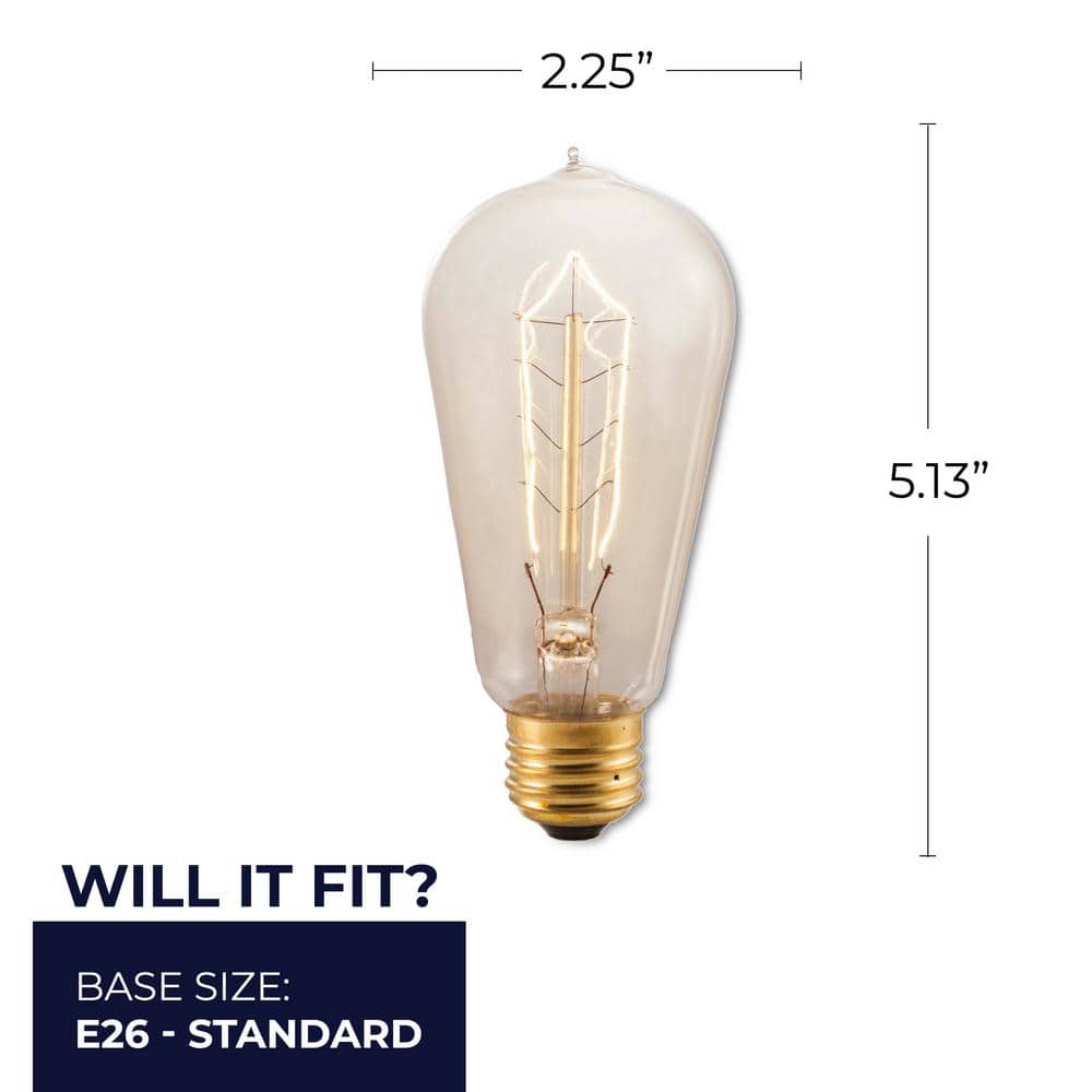 40 Watt Amber Nostalgic ST18 Incandescent Light Bulbs, 4-Pack