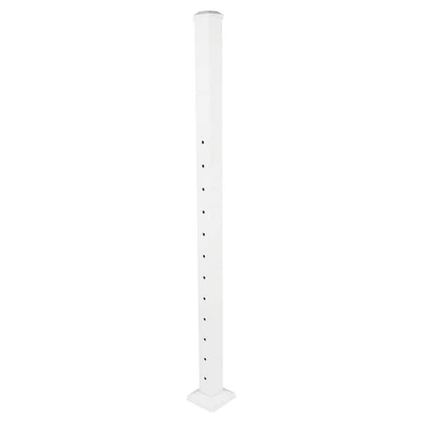 Cable Rail 2-1/2 in. x 2-1/2 in. x 54 in. Textured White Aluminum Stair Bottom Post for Cable Railing System