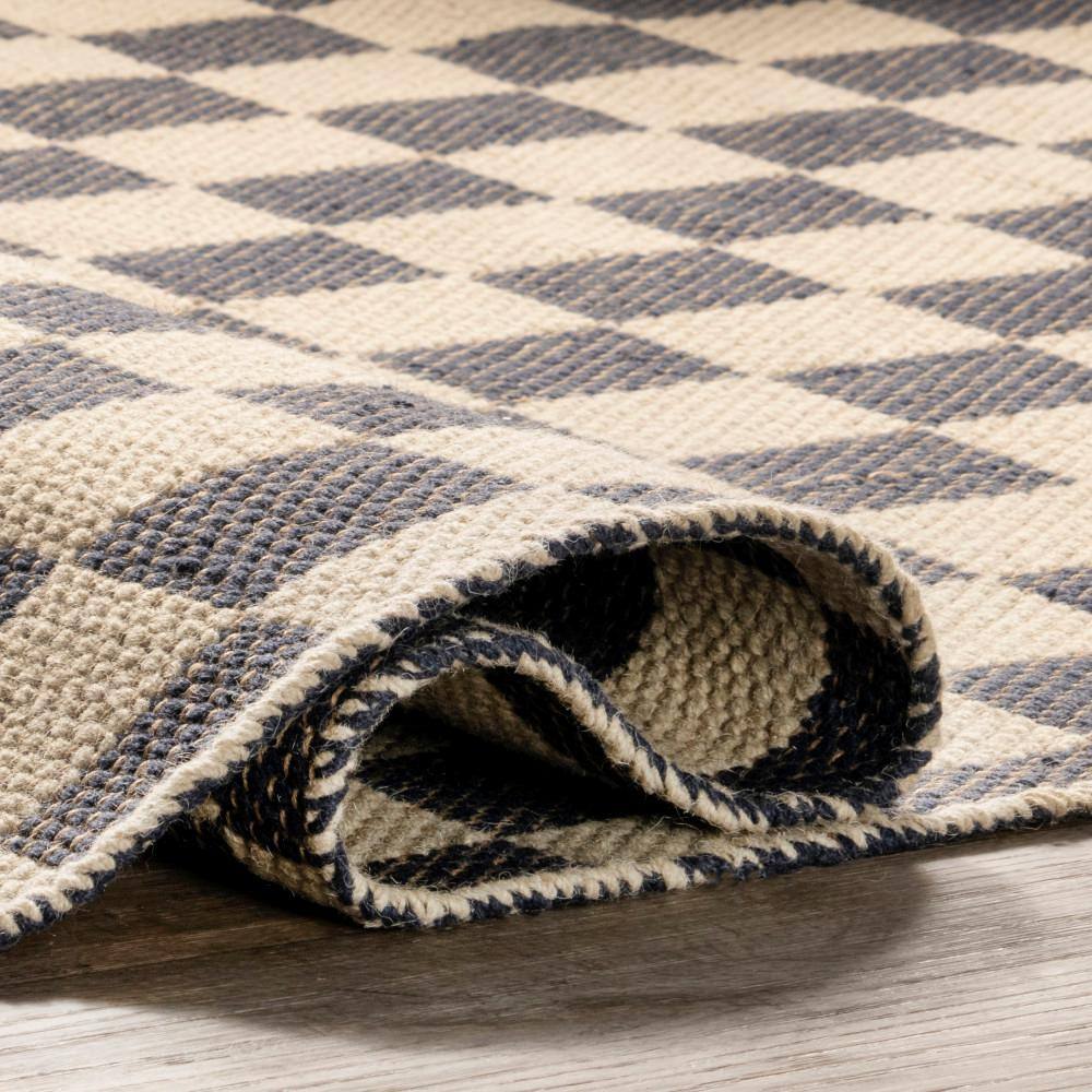 Gray and Beige Geometric Wool Jute Rectangular Area Rug