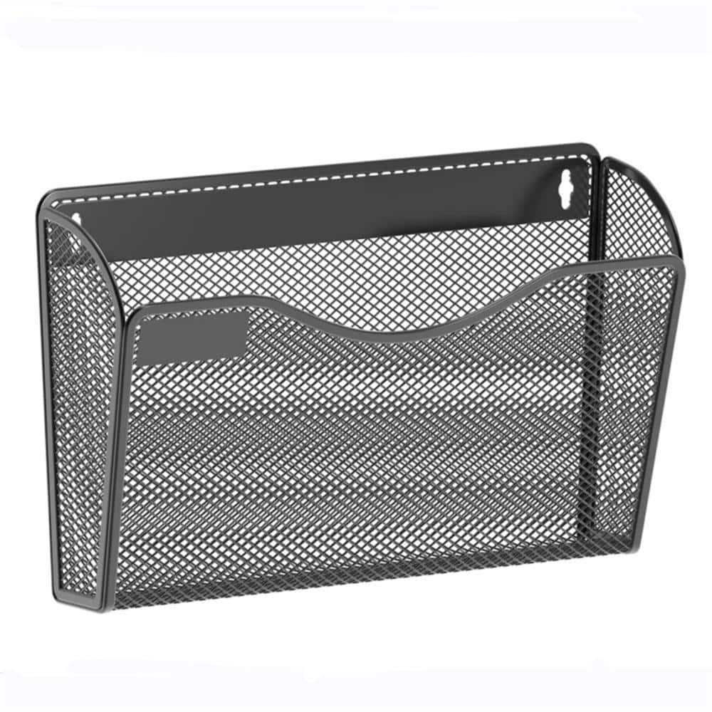 6 Pack Mesh Black 13 in. x 8 in. Metal Wall Mounted Magazine Rack