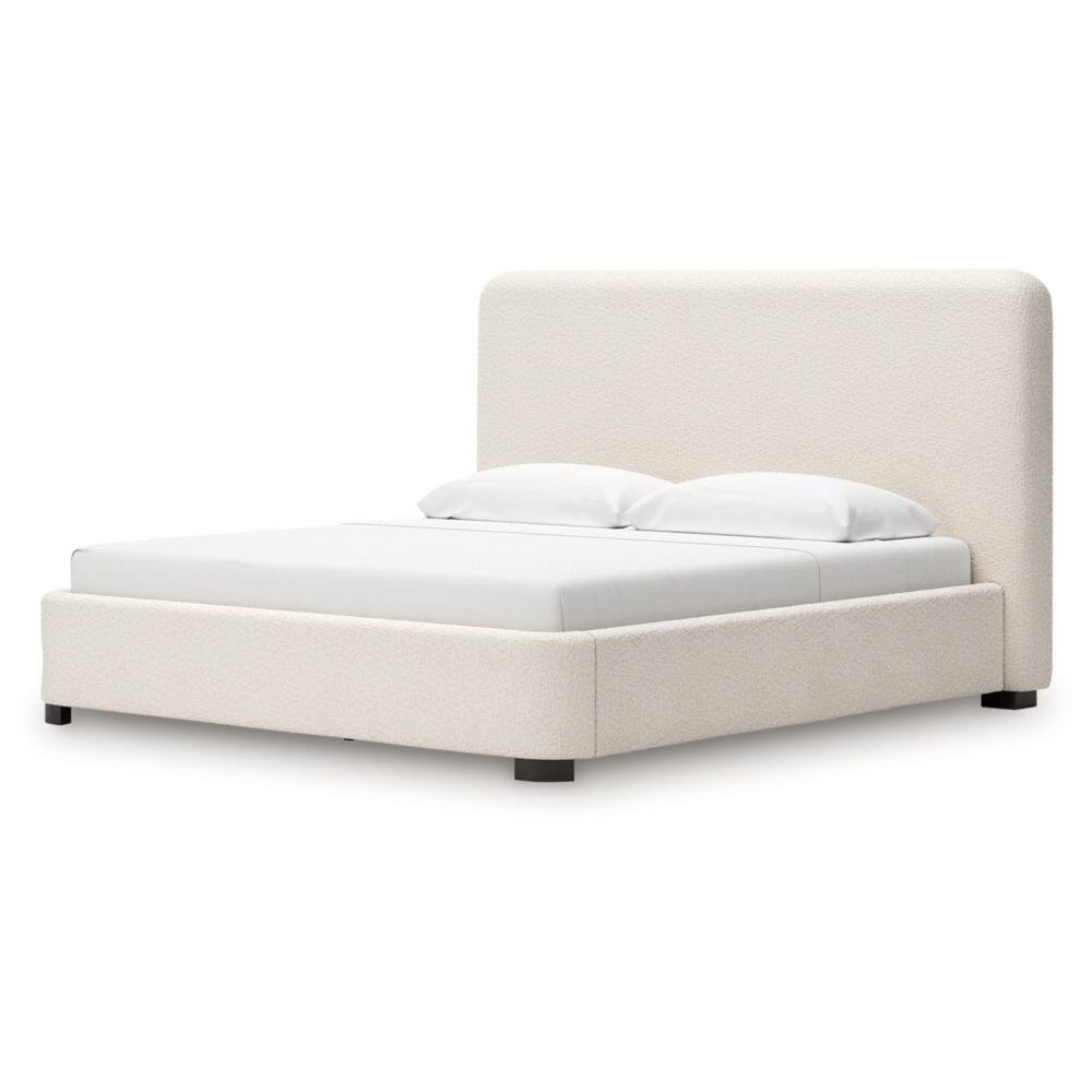 Brandinlane Beige Wood Frame King Panel Bed with Upholstered Design - thumbnail 6