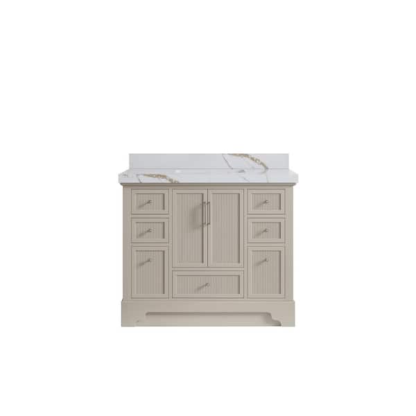 Willow Collections Alys 42 in. W x 22 in. D x 36 in. H Single Sink Bath Vanity in Fine Grain with 2 in. Calacatta Gold Top
