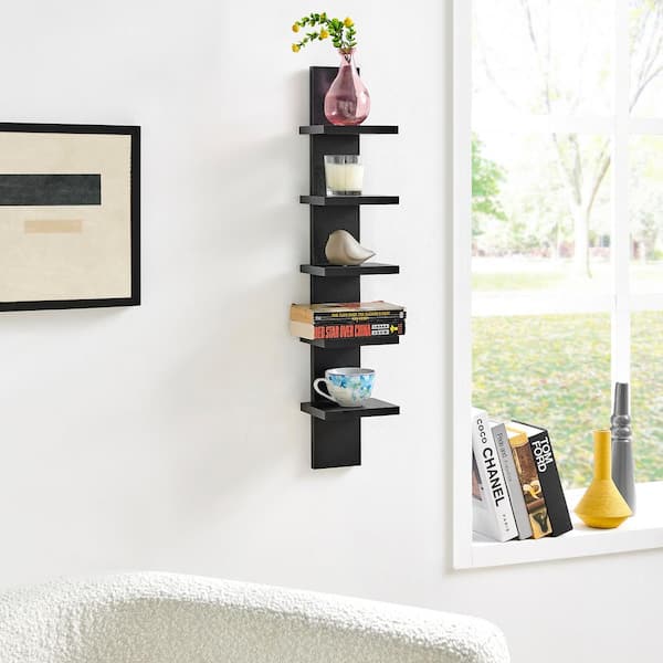 DANYA B 6 in. x 5.1 in. Black MDF Utility Column Spine Decorative