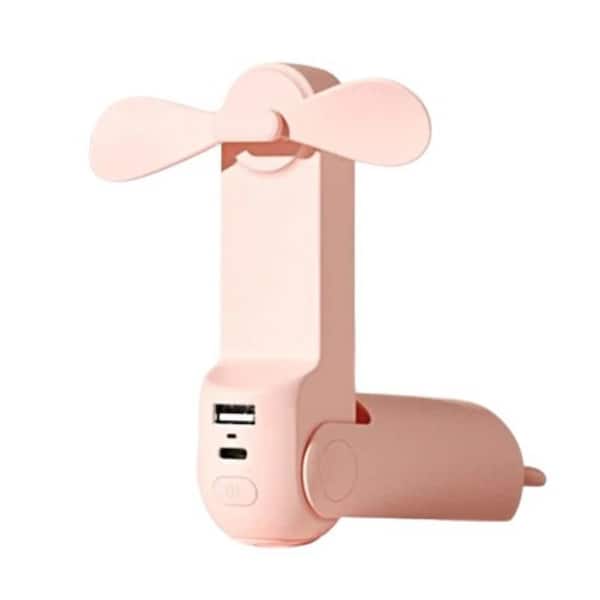 Aoibox 3 in. 3-Fan Speeds Personal 3-in-1 Fan Handheld Fan USB Recharge with Power Bank and Flashlight Feature in Pink Finish