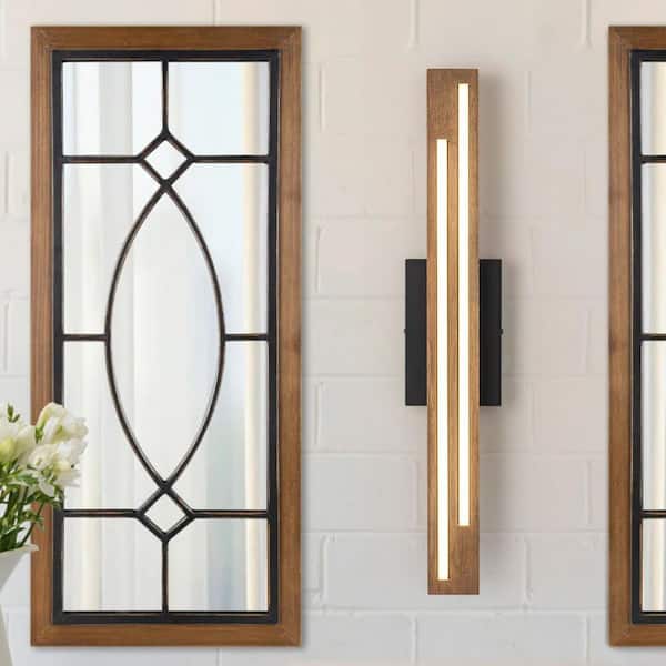 23.62 in. 2-Light Integrated LED Wood Wall Sconce